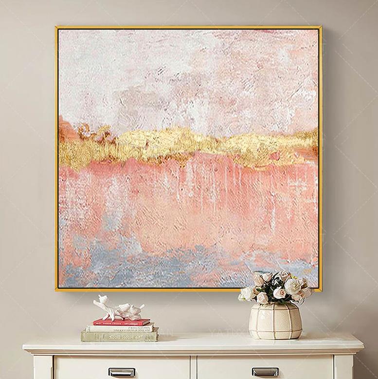 Gold Pink 04 wall decor texture Oil Paintings